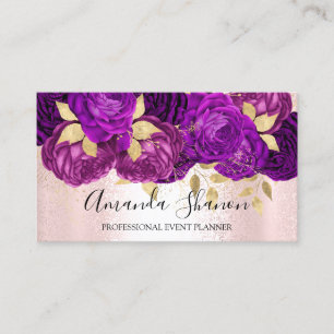 Lila Rosa Guld Flowers Logotyp Event Planner QRCod Visitkort