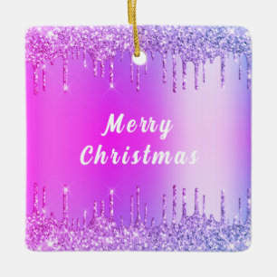 Lila Rosa Guld Glitter Drives God jul Julgransprydnad Keramik