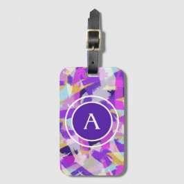 Lila Rosa Gult Blue Modern Abstrakt Monogram Bagagebricka