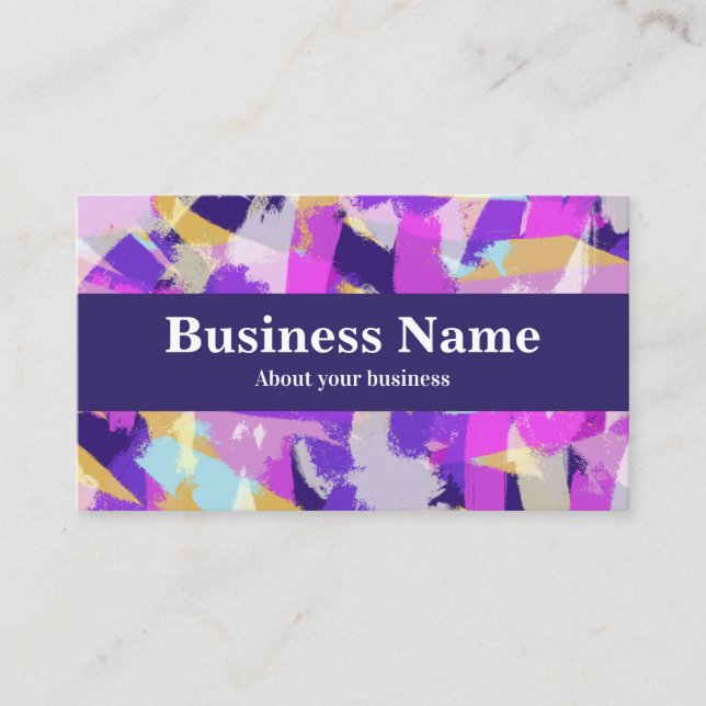 Lila Rosa Gult Blue Modern Abstrakt Visitkort (Framsida)