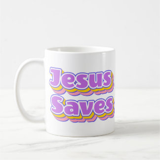 Lila Rosa Gult Jesus Saves Kaffemugg