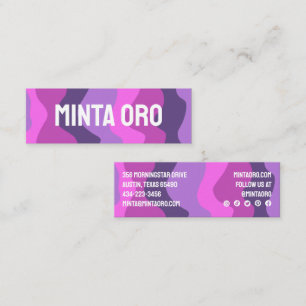 Lila Rosa Handmade made Vågigt Rand med Social-iko Mini Visitkort