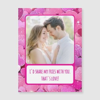 Lila Rosa Heart mitt Fries Magnet-fotokort