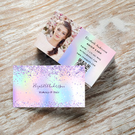 Lila rosa holografisk foto qr-kod visitkort