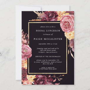 Lila Rosa HöstBlommigt Möhippa Luncheon Inbjudningar