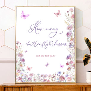 Lila Rosa hur många fjäril Kisses-spel Poster