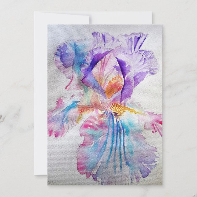 Lila Rosa Iris Watercolor Birthday-inbjudan Inbjudningar (Framsida)
