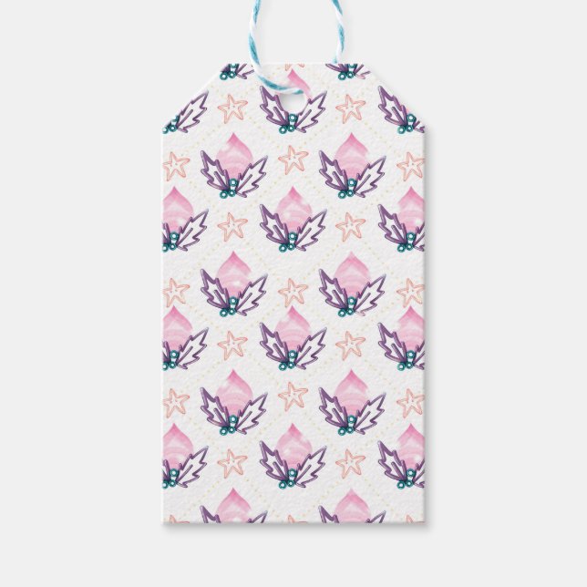 Lila Rosa JulHolly & Stjärnor Coquette Set Presentetikett (Framsidan)