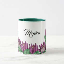 Lila Rosa Kung Protea Akvarell Handmålad Mugg