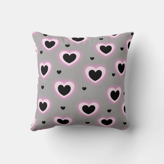 Lila Rosa Kute Mysigt Modern Romantisk Chic Heart Kudde (Baksida)