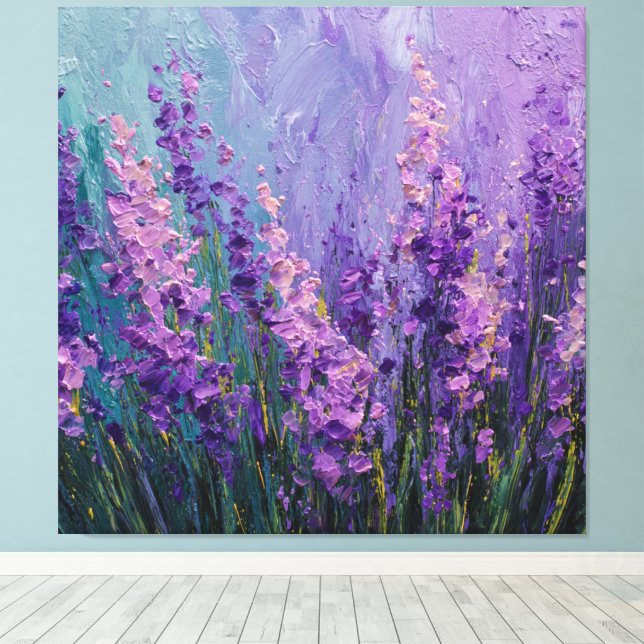 Lila Rosa Lavendelblomma Fält Abstrakt Vägg  Canvastryck (Insitu (trägolv))