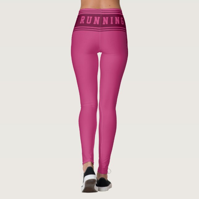 Lila Rosa Leggings med Text Löpar (Baksida)