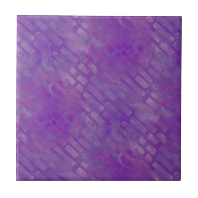 Lila rosa lilac batik stil rand mönster kakelplatta (Framsidan)