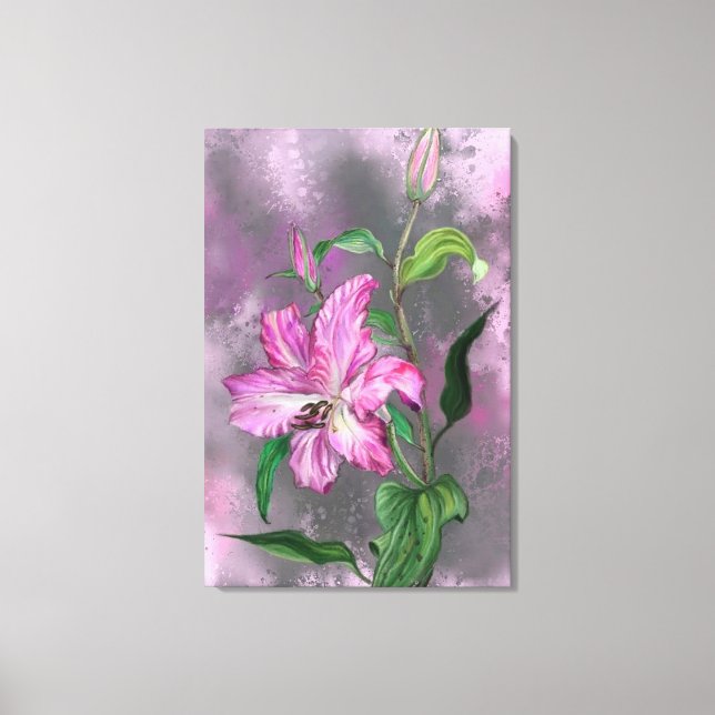 Lila Rosa Liljblommor Canvastryck (Framsida)