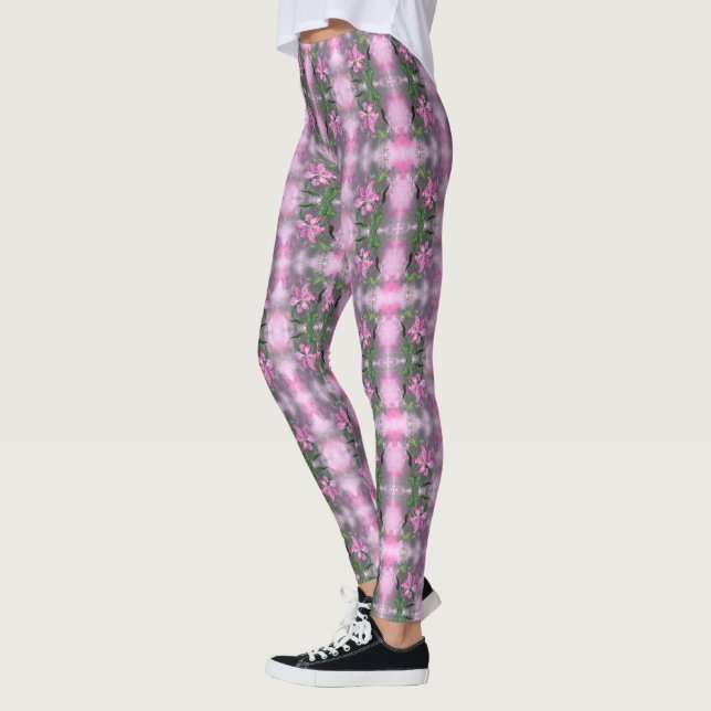 Lila Rosa Lily Flower Art Miged Painting - Leggings (Vänster)