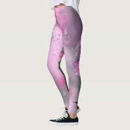 Lila Rosa Lily Flower Miged Art Painting Leggings
