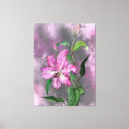 Lila Rosa Lily Flowers Kanvastryck