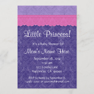 Lila Rosa Little Princess Girl Baby Shower S210 Inbjudningar