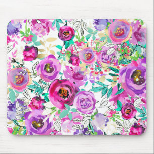 Lila Rosa Ljust Modern Blommig Shabby Chic Musmatta
