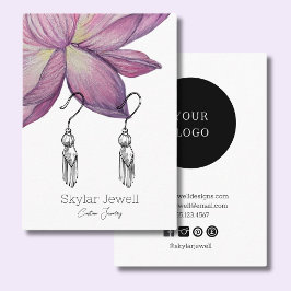 Lila Rosa Lotus Flower Öarring Visning Visitkort