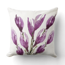 Lila Rosa Magnolia Blommigt Vattenfärg