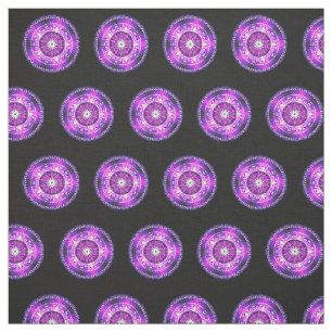 Lila Rosa Mandala Design på svart bakgrund Tyg