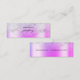 Lila Rosa Marble Script Earring visning Card Mini Visitkort