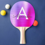 Lila Rosa Metallic Foil Monogram Namn Initial Pingisracket<br><div class="desc">Lila och Rosa Ombre Faux Metallic Foil Elegant Monogram Ping Pong Paddle. Den här engrammade Ping Paddle kan anpassas så att den omfattar ditt första och första namn och gör en underbar gigantisk födelsedag eller bröllop-bachelorette-partigåva.</div>