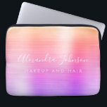 Lila Rosa Metallic Monogram Business Laptop Fodral<br><div class="desc">Modern Guld Lila och Rosa Rainbow Pastel Ombre Girly Makup and Hair Beauty Salon Faux Metallic Stainless Elegant Monogram Promotional Laptop Bag eller Sleeve Promotional (promo) Annons Fodral. Den här affärsdatorn för professionell i klass fodral kan anpassas så att den omfattar ditt monogrammade skript namnteckning namn och befattningsyrke eller befattning....</div>