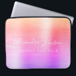 Lila Rosa Metallic Monogram Business Laptop Fodral<br><div class="desc">Modern Guld Lila och Rosa Rainbow Pastel Ombre Girly Makup and Hair Beauty Salon Faux Metallic Stainless Elegant Monogram Promotional Laptop Bag eller Sleeve Promotional (promo) Annons Fodral. Den här affärsdatorn för professionell i klass fodral kan anpassas så att den omfattar ditt monogrammade skript namnteckning namn och befattningsyrke eller befattning....</div>