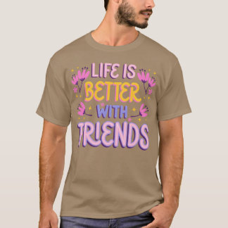 Lila Rosa Minimalist Bästa Friendset Cute-flicka T Shirt