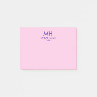 Lila Rosa Minimalistiska Rena Initialer Post-it Block