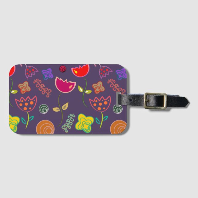 Lila rosa modern blommigt bagagebricka (Framsida horisontal)