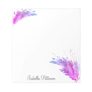 Lila Rosa Modern Boho Pampas Grass Foliage Anteckningsblock