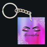 Lila Rosa Monogram Glitter Eyelash Modern<br><div class="desc">Lila och Rosa Faux Foil Metallic Gnistra Glitter Brushed Metall Monogram Namn och Initial Eyelash (Lash),  Eyelash Extensions och Ögon Keychain. Det gör perfekten söt 16-årsjubileum,  bröllop,  möhippa,  årsdag,  babydusch eller bachelorette-festgåva till någon som dekorerar hennes rum i trendiget coola stil.</div>