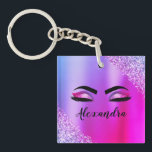 Lila Rosa Monogram Glitter Eyelash Modern<br><div class="desc">Lila och Rosa Faux Foil Metallic Gnistra Glitter Brushed Metall Monogram Namn och Initial Eyelash (Lash),  Eyelash Extensions och Ögon Keychain. Det gör perfekten söt 16-årsjubileum,  bröllop,  möhippa,  årsdag,  babydusch eller bachelorette-festgåva till någon som dekorerar hennes rum i trendiget coola stil.</div>