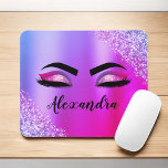 Lila Rosa Monogram Glitter Eyelash Modern Musmatta<br><div class="desc">Lila och Rosa Faux Foil Metallic Gnistra Glitter Brushed Metall Monogram Namn och Initial Eyelash (Lash),  Eyelash Extensions och Ögon Computer Mousepad (musmatta). Utformningen gör perfekten söt 16-årsjubileum,  bröllop,  möhippa,  årsdag,  babydusch eller bachelorette-festgåva till någon som tittar för ett trendig coola stil.</div>