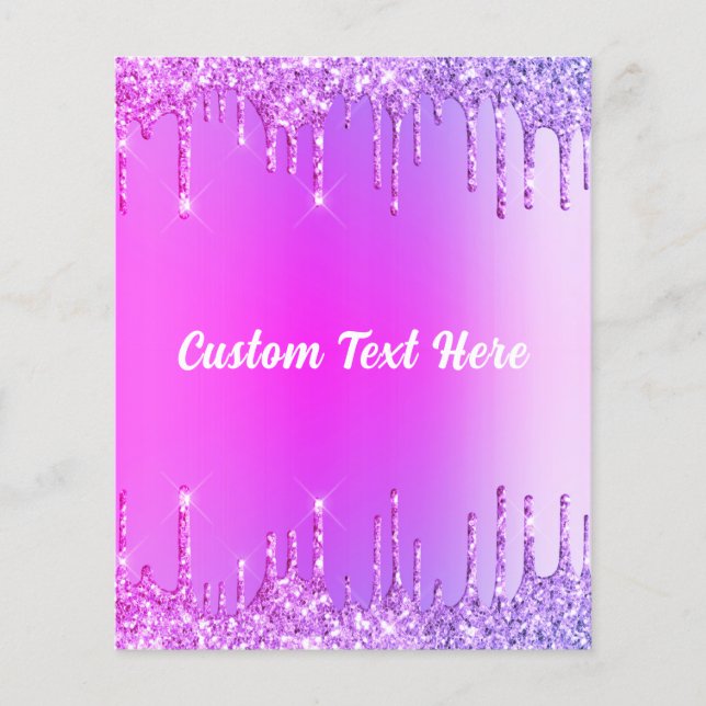 Lila Rosa Neon Glitter Drives Anpassningsbar Text  Flygblad (Framsidan)