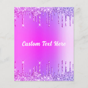 Lila Rosa Neon Glitter Drives Anpassningsbar Text Flygblad