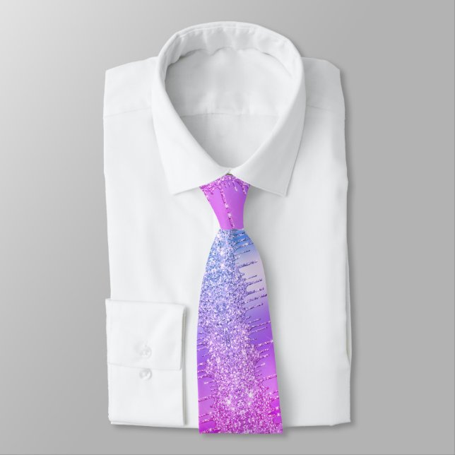 Lila Rosa Neon Glitter Neck Tie Slips (Bunden)