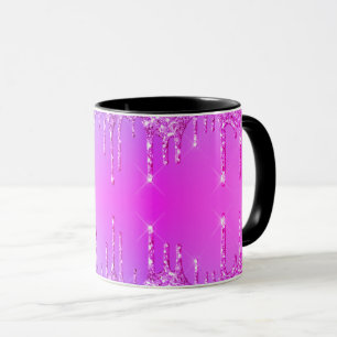 Lila Rosa Neon Glitter Sparkly Coffee Mugg