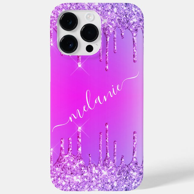 Lila Rosa Neon iphone case med eget namn (Baksida)