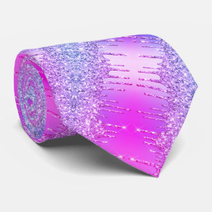 Lila Rosa Neon Neck Tie Glitter Sparkly Drifts Slips