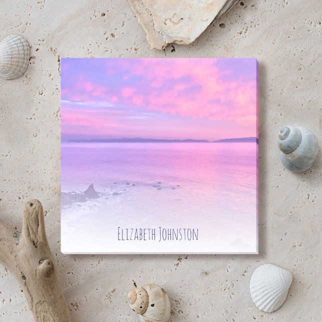 Lila Rosa Ocean California Sunset Photo Anpassning Post-it Block (Skapare uppladdad)