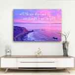 Lila Rosa Ocean Sunset Photo Inspirational Quote Canvastryck<br><div class="desc">"Med den nya dagen kommer ny styrka och nya tankar." Detta dramatiska landskap vid kusten Palos Verdes, Kalifornien, pristine, havets strandlandskap, som tagits nära solnedgången, exuderar fredlighet och ensamhet. Ett inspirerande citat i ett vitt kalligrafiskt skript täcker över fotot. Jag uppskattar allt bra sak i ditt liv när du tittar...</div>