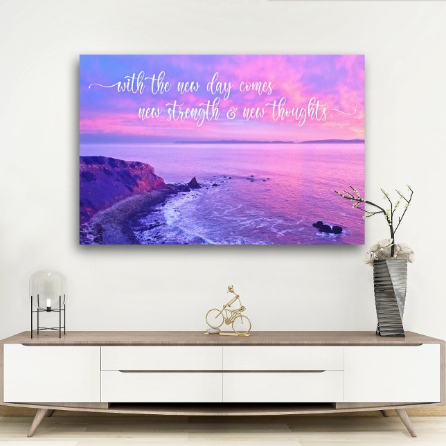 Lila Rosa Ocean Sunset Photo Inspirational Quote Canvastryck (Skapare uppladdad)