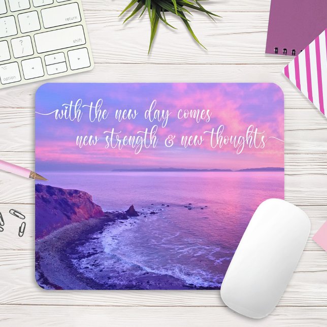Lila Rosa Ocean Sunset Photo Inspirational Quote Musmatta (Skapare uppladdad)