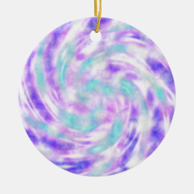 Lila Rosa och Aqua Tie Dye jul Ornament (Framsidan)