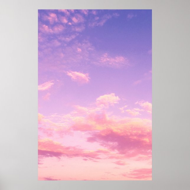 Lila Rosa och blått sommarmoln i Himmel Sunset Poster (Framsidan)