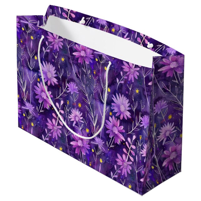 Lila rosa och gul tusensköns blomster mönster (Baksidan Vinklad)